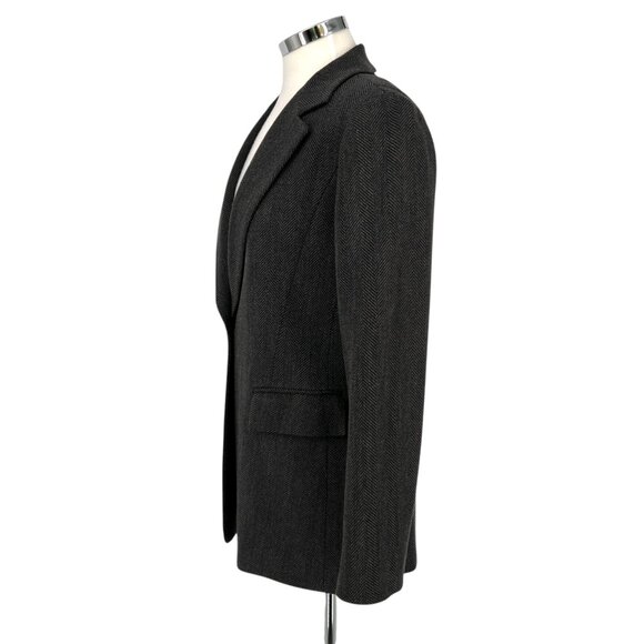 Lafayette 148 New York Herringbone Wool Blend Blazer Single Button Gray Size 4 - Picture 5 of 11